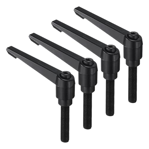 uxcell 4pcs Clamping Lever Handles, M10 x 50mm Black Oxide Carbon Steel Threaded Male Stud, Adjustable Handles Locking Quick Release Ratchet Push Button Bolt Knobs, Black - size: M10 x 50mm