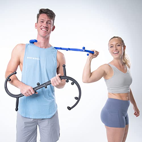 Body Back Buddy Elite FSA Eligible His & Hers Bundle - USA Made - Trigger Point Massage Tool, Neck and Back Massager Handheld, Manual Self Massager, Massage Cane, Pain Relief - color: Blue & Black, size: Elite Bundle