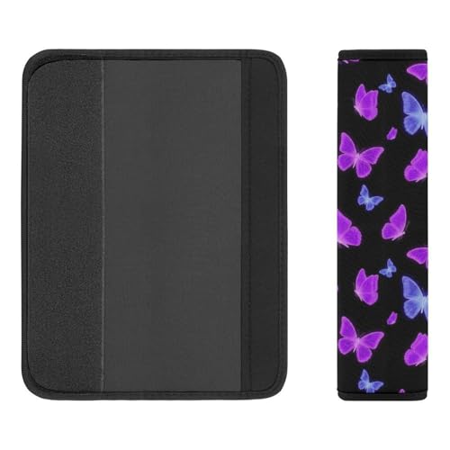 2 Pack Soft Padded Seat Belt Cover for Girls and Boys, All Vehicles, Butterfly Purple Butterflies Harness Pads Strap, Anti-Slip Pad - color: Pattern 1202