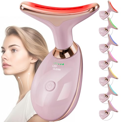 Facial Massager Red-Light-Therapy-for-Face and Neck, Face 𝖲 culpting Wand with 7 Color - Birthday, Christmas, Mothers Day, Valentines Day Gifts for Her Women Mom Best Friend Wife Teacher (Rose Gold) - color: Rose Gold
