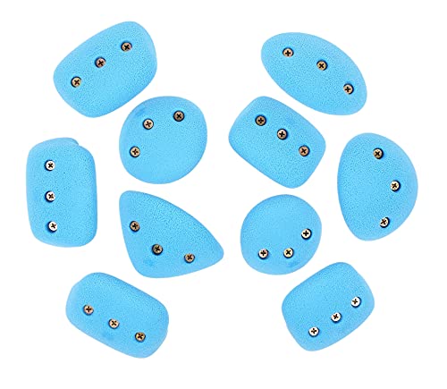 Atomik Rock Climbing Holds Set of 10 Medium Screw-On Basic Jugs in Blue