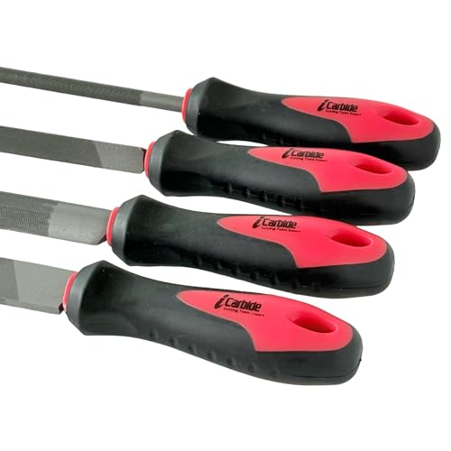 17 Piece Metal File Set with Carrying Case, Precision Filing Tools with Ergonomic Handles, Orange and Black, 8inch