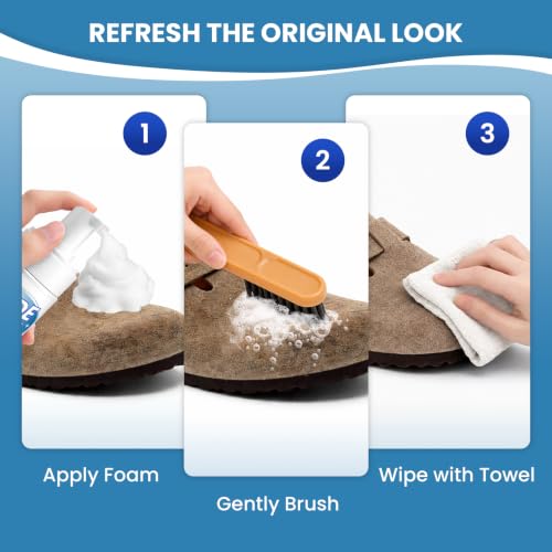 Suede Shoe Cleaner 6.76 fl oz, Suede & Nubuck Cleaning Kit for Shoes, Boots, Sneakers & Bags, Suede Cleaner Kit