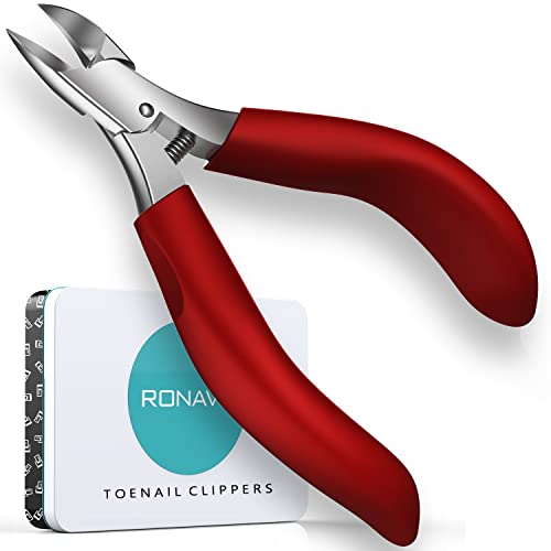 Toenail Clippers for Ingrown & Thick Toenails - Heavy Duty Toe Nail Clippers for Remove Side Ingrown Toenail with Angled Sharp Blades, Professional Pedicure Tool with Long Handle for Seniors & Men - style: Ingrown Nail Clipper - Red