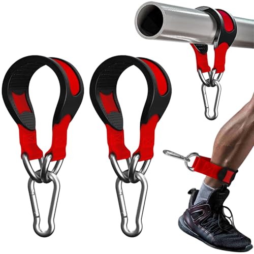 Hanging Straps Kit for Swings (2-Pack), Pull-Up Bar & Tree Hammocks, Gym & Travel–Anti-Slip Sling Saver Sleeves + Anti-Slip Locking Carabiners (Red) - color: Red