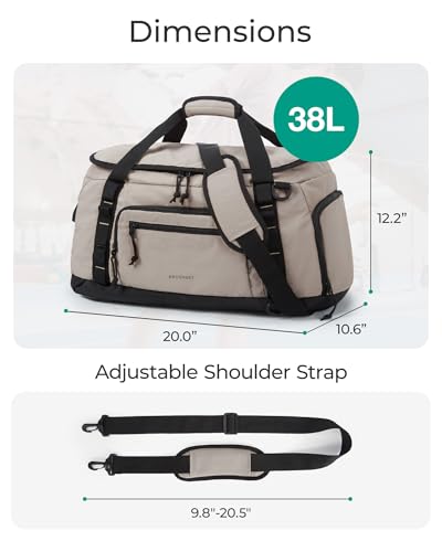 BAGSMART 4-IN-1 Gym Bag for Women Men, TSA Duffle Bag for Travel | With Shoe Compartment & Wet Pocket, 22L/30L/38L Tactical Backpack with 40oz Water Bottle Holder, Lightweight, Water-resistant - color: Greenish Gray