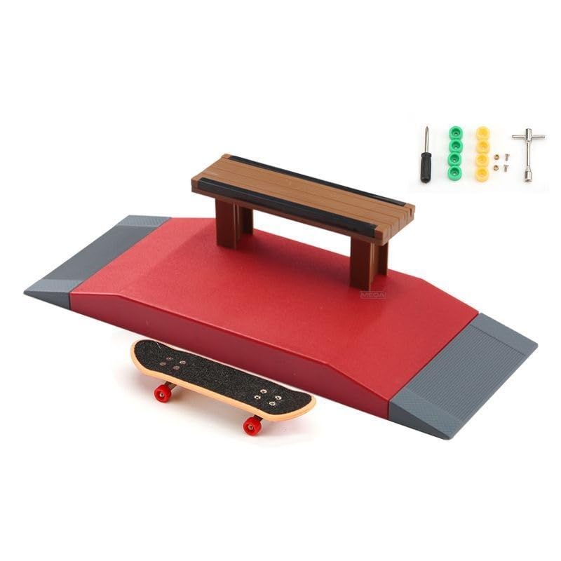 Fingerboard Obstacles Mini Skateboards Smooth Surface Plastic Skate Park Accessories with Fingerboard Wheels and Complete Tool Kit(B1) - color: B1