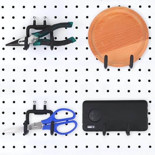 Hotop 4 Pack Pegboard Drill Holder Hooks, Black Metal Peg Board Hooks for Hanging Power Tools, Utility Hook for Garage Tool Organizer, Workbench, Craft Room and Wall Storage(7.48 x 2.8 x 3.66 Inch) - size: 7.48 x 2.8 x 3.66 Inch