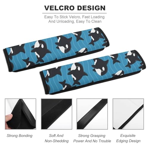 2PCS Killer Whale Orca Seat Belt Shoulder Pad Soft Padded Harness Pads Strap for Adults and Children, All Vehicles, Anti-Slip Pad - color: Pattern 910