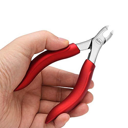 BEZOX Toenail Clippers for Thick Nails - Precision Thick Finger Nail Clipper Adult, Comfort Grip Nail Cutter, Ergonomic Long Handle Large Toe Nail Clippers - color: Champagne Red