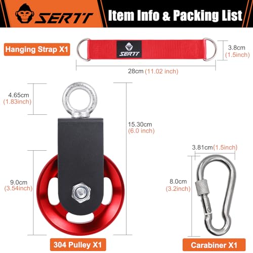 SERTT Cable Pulley Wheel for Home Gym Pulley System, Upgraded 90mm Aluminium Alloy Gym Pulley for Maximum 660LBS Load - color: Red, style: [2 Pack]