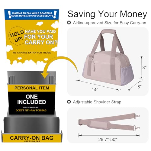 Mini Gym Bag for Women Girls Small Gym Tote Bag with Wet Compartment Waterproof Travel Duffle Bag Cute Workout Sport Bag - color: Purple-14in