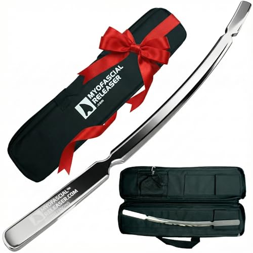 Crescent Bar Muscle Scraper Tool – 304 Stainless Steel Wide IASTM & Bodywork Scraping Instrument with Dual-Hand Grip for Larger Muscle Groups, Ergonomic Shape for Massage Techniques - color: Crescent Bar