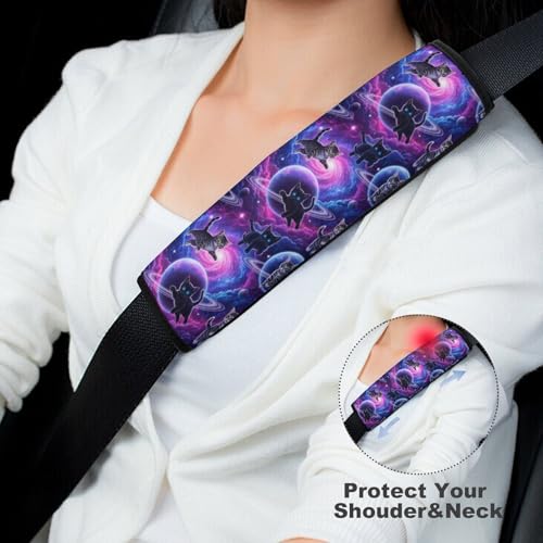 1 Pair Funny Cat Space Car Seat Straps Shoulder Pads Soft Padded Harness Pads Strap for Adult Use, Stroller Pushchair High Chair, Comfortable Driving - color: Pattern 171