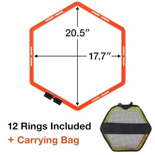 Japard Hex Agility Rings for Speed Training & Agility Footwork Training Speed Hurdles Ladder with Carrying Bag - style: Twelve (12) rings