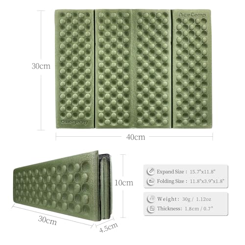 AceCamp 3940 Portable Lightweight Mini Waterproof Folding Mat, Foam Sitting Pad for Outdoor Activities, Foldable Kneeling and Seat Cushion for Comfort, Red - style: Green 2pcs
