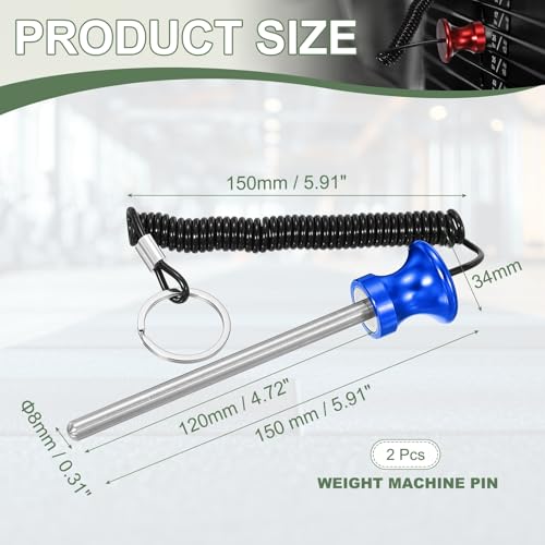 Weight Stack Pin, Weight Gym Pin Strength Training Equipment Replacement with Pull Rope for Commercial Home - color: Blue, size: 0.3 x 4.7 Inch