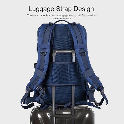 LHI Tactical Military Backpack for Men and Women 25L/35L Army Assault Pack Bag Small Rucksack with Bottle Holder - color: 50l-shoe Compartment(blue), size: Large