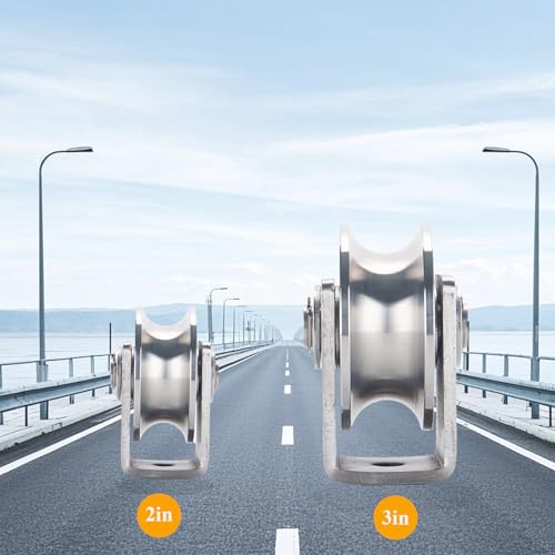 Stainless Steel U Groove Wheel Heavy Duty Pulley Smooth Rolling Door Wheels Sliding Gate Hardware High Weight Capacity Rollers Rolling Driveway Gate Bracket Rollers for Carts Furniture Machinery - size: 4pc 2inU