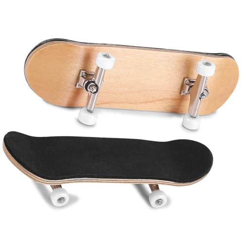 HERCHR Finger Boards, 1Pc Maple Wooden Alloy Fingerboard Finger Skateboards Creative Fingertips Daliy Playing Relaxing Movement Set with Box for Relax Play (White) - color: White