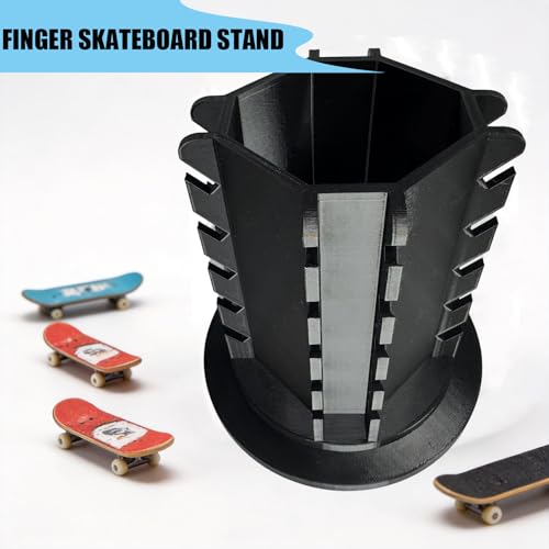 Fingerboard Display Rack Holder,360° Rotating,Pro Finger Skateboard Organizer for 20 Decks and Accessories,with Center Storage,Desktop Storage Tower for Fingerboard and Mini Collectibles,Heavy Duty