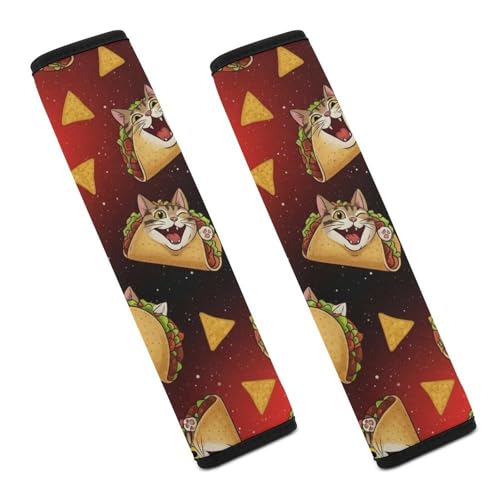 2PCS Universal Fit Car Seat Belt Pad for Kids, Most Cars, Funny Cat Food Taco Burrito Seat Belt Cushion, Shock Absorption - color: Pattern 310