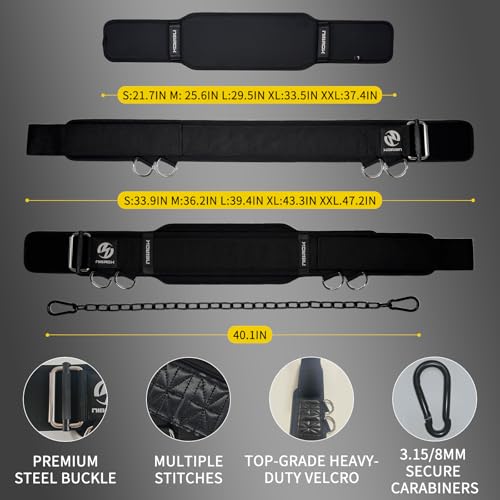 2-in-1 Weightlifting Belt & Dip Belt with 41 IN Steel Chain, Double-Layer Design, Powerlifting Gym Belt for Pull Up, Squat, Deadlifts & Added Weight Training, Unisex for Men & Women - size: Medium