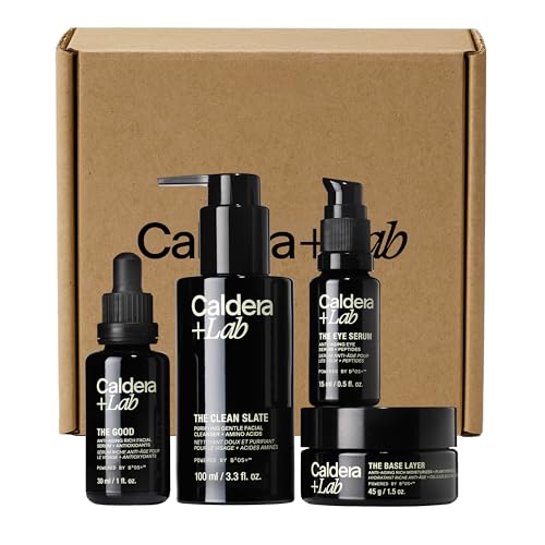 Caldera + Lab The Regimen Rich + Eye Defense | Men's 4 Piece Skincare Set | Includes face serum, cleanser, moisturizer & eye serum. Hydrates skin and refreshes tired-looking eyes - size: 4-Piece Skincare Kit