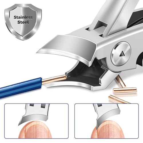 Toenail Clippers for Seniors Thick Toenails with Slanted Curved | Large Toe Nail Clippers for Men Thick Nails with Wide Opening, Sharp Heavy Duty Ingrown Toenail Clippers Long Handle - color: Sliver 2pcs