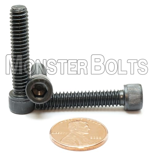 MonsterBolts - 1/4"-20 x 1-1/4" Socket Head Screws, ASTM A574, Alloy Steel, Black Oxide, 10 Pack - size: 1.25 In. (1-1/4")