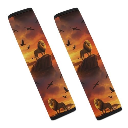 2PCS Animal Cool Lion Seat Belt Cover Breathable Seat Belt Cushion for Adults and Children, All Vehicles, Comfortable Driving - color: Pattern 999