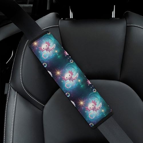 Universal Fit Seat Belt Cover for Adult Use, Stroller Pushchair High Chair, 2PCS Animal Galaxy Cute Kawaii Axolotl Harness Pads Strap Shock Absorption - color: Pattern 761