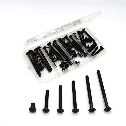 50pcs M6x40mm/ 50mm/ 60mm/ 70mm/ 80mm Black Hex Drive Socket Cap Bolts Barrel Nuts Assortment Kit, Carbon Steel Zinc Plated - size: M6 x 40/50/60/70/80mm (50 pcs)