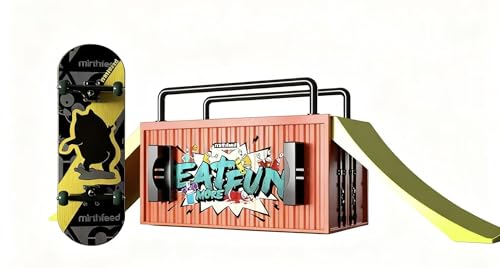 Lently Wood Fingerboards+Truck Set, 100mmL*30mm Mini Fingerboards and Multifunctional deformable Container (Back View) - color: Back View