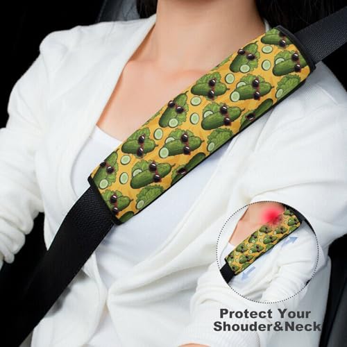 Soft Padded Seat Belt Shoulder Pad for Elderly Support, Stroller Pushchair High Chair, 2 Pack Funny Pickles Dill Shoulder Harness Cover Neck and Shoulder Support - color: Pattern 610