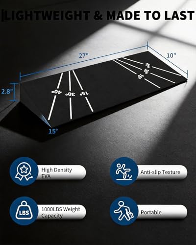 Squat ! Block - 15° Heel Elevated Slant Board for Squats, Deadlifts & Mobility | Non-Slip EVA, One-Piece Design, Extra Large Platform for Home Gym & Weightlifting