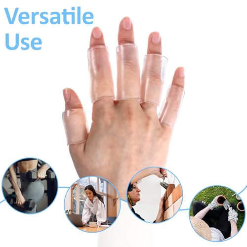20 Pcs Silicone Finger Protectors, Crochet Finger Guard for Writing & Pain, Elastic Silicone Sleeves for Cracked Fingers, Reusable & Breathable (Transparent)