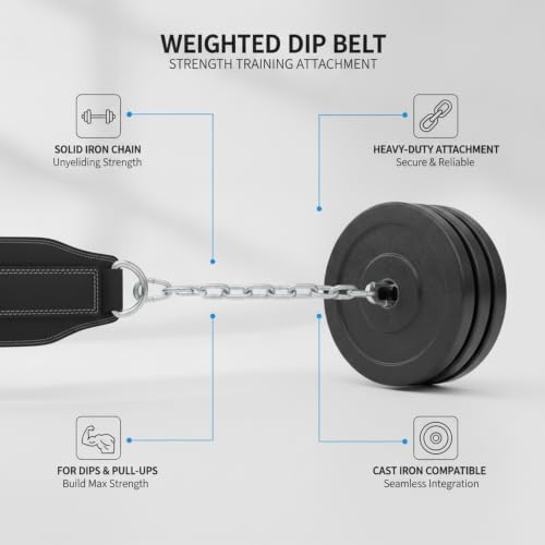 Home Gym Pull Up Station Accessory: Weighted Dip Belt with Heavy Duty Iron Chain for Strength Training - size: 7.87 x 0.79 x 0.79 in