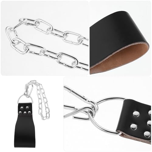 Weighted Dip Belt for Men with Heavy-duty Iron Chain and Carabiner, Strength Training Weight Attachment Belt for Pull-ups, Weightlifting, and Back Muscle Workouts