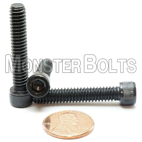 MonsterBolts - 1/4"-20 x 1-3/8" Socket Head Screws, ASTM A574, Alloy Steel, Black Oxide, 10 Pack - size: 1.375 In. (1-3/8")