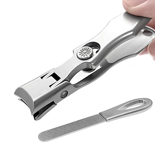 Nail Clippers for Men Thick Nails, Large Wide Jaw Opening Long Handle Heavy Duty Ultra Sharp Toe Nail Clippers with Catcher for Seniors,Adult,Women (Silver with File) - color: Silver With File