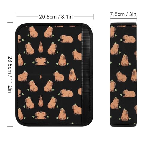2PCS Cute Capybaras Black Car Seat Belt Pad Breathable Shoulder Protector for Girls and Boys, Most Cars, Anti-Slip Pad - color: Pattern 1000