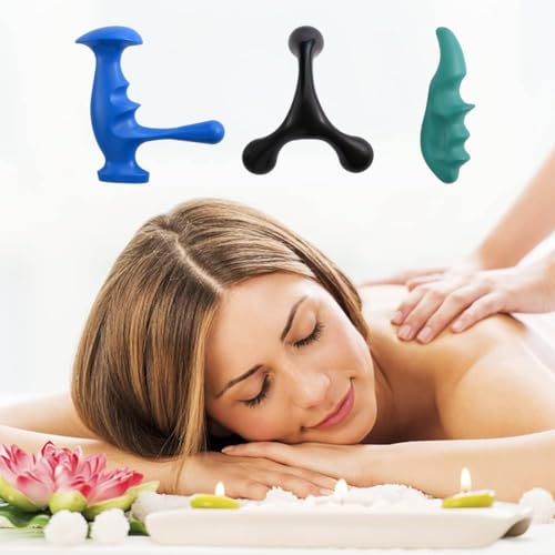 Manual Trigger Point Massage Tool and Thumb Saver for Full Body Deep Tissue Massage, with 3-Legged Massage Knobs, Stress Relief (3 Pack)