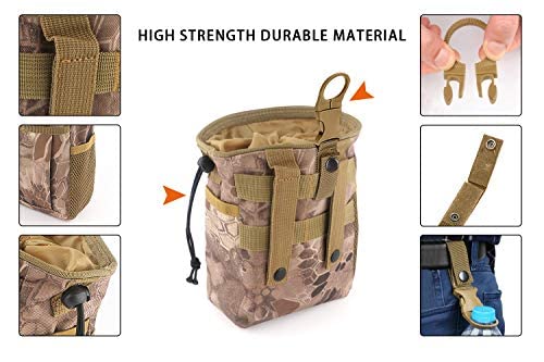 Drawstring Highend Rock Climbing Chalk Bag with a Carabiner Different Pockets for Climbing Bouldering, Gymnastics, Gym Pouch, Cross Fit and Lifting - color: khaki camouflage