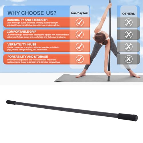 5 ft Yoga Stick, Balance Strengthen Body Detachable Design for Muscle Training, Morning Stretch, Lower Back Release, Joint Ache Relief, Shoulder Yoga Stick, Postural Promotion Tool