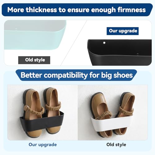 8 Pack Wall Mounted Shoes Rack with Sticky Hanging Strips, Space Saving Hanging Shoe Rack No-Drill Shoe Holder for RV Campers Door Closet