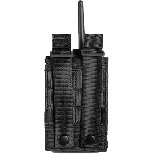FRTKK Tactical Radio Holder - Molle Radio Pouch Universal Case for Police Firefighter Two Ways Walkie Talkies Vest (Black) - color: Black