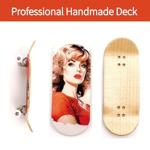 36mm Pro Fingerboard with Wooden Finger Skateboard Deck Upgraded Finger Board Trucks Street Shape Bearing Wheels (Girl) - color: Girl