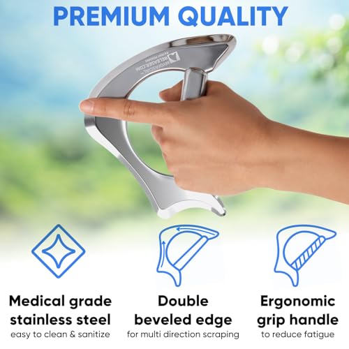Professional Muscle Scraper Tool – Medical-Grade 304 SS IASTM & Gua Sha Scraping Tool – Ergonomic Fascia Mobilization Instrument for Soft Tissue Massage & Manual Bodywork – Emollient Balm Included - color: Ergo Tool