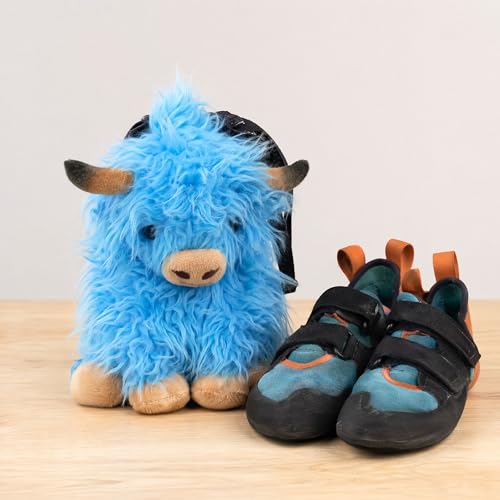 Funny Highland Cow Rock Climbing Chalk Bag, Soft Fluffy Cow Climbing Chalk Pouch with Drawstring Adjustable Belt, Fit Bouldering, Gymnastics Outdoor Activities for Climbers - color: blue